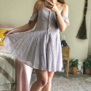 Lavender off the shoulder skater dress